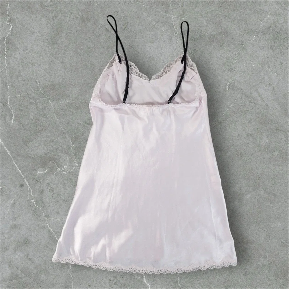 Vintage Victoria's Secret Lace Chemise Dress Women Small Light Pink Y2K Babydoll